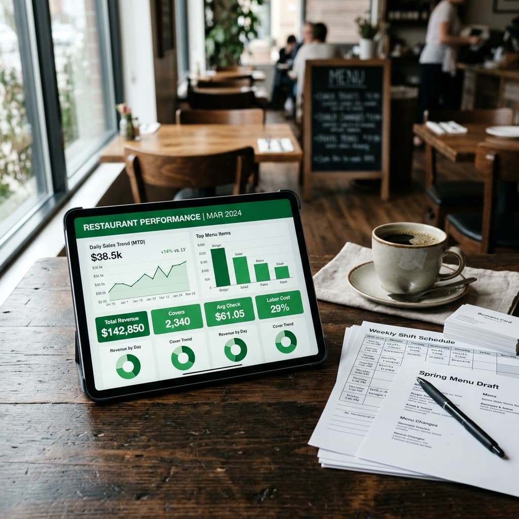 ONOMEX Analytics Dashboard on Tablet