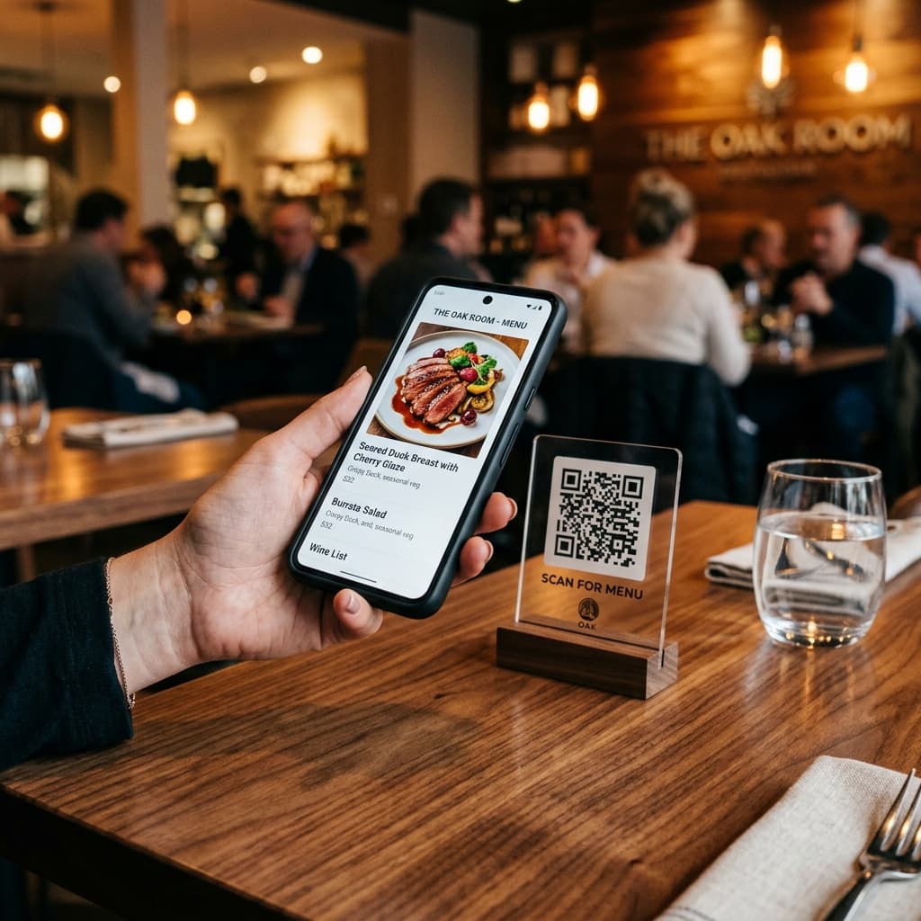 Scanning QR code to view digital menu